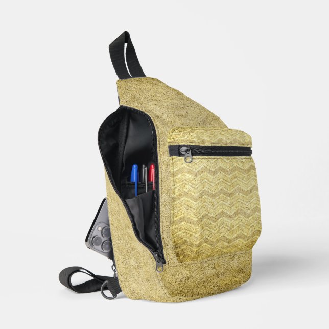 BANDOLERA ANTIQUE GOLD ZIG ZAG TEXTURA (Abierto)