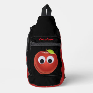 Bandolera Apple, fruta roja con ojos de google - Personaliza
