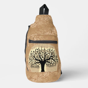Bandolera Árbol parado frente a un reloj de paisaje