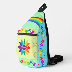 Bandolera Arcoiris con tres flores de piedra y orgullo estel