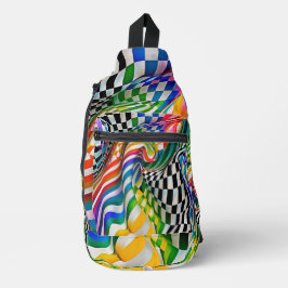 Bandolera Arte digital Rainbow Checkerboard