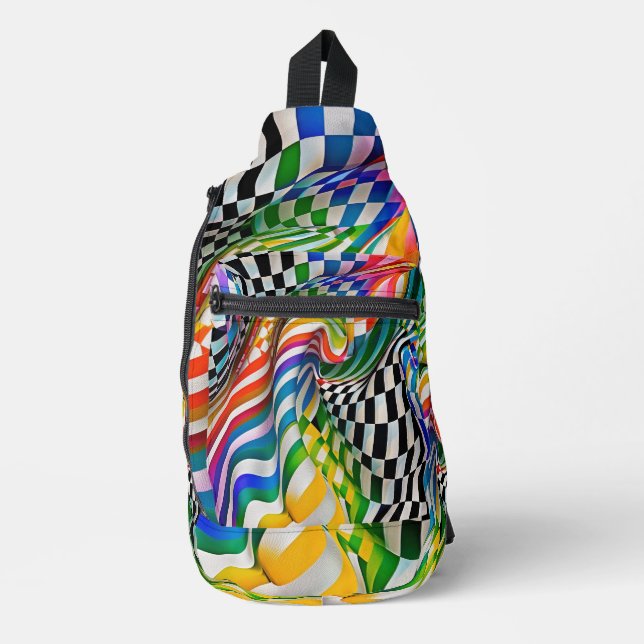 Bandolera Arte digital Rainbow Checkerboard (Anverso)
