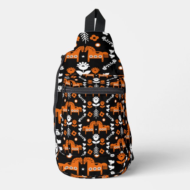 Bandolera Arte folclórico escandinavo de caballos (Anverso)