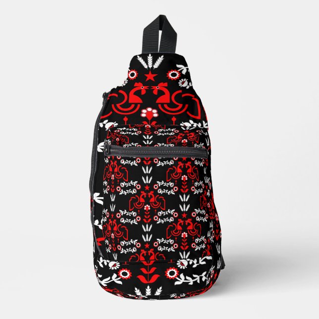 Bandolera Arte folclórico escandinavo de Cockerel (Anverso)