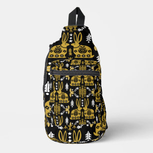 Bandolera Arte folclórico nórdico escandinavo conejo