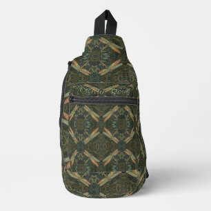 Bandolera Arte nuevo vintage dragona verde dorada