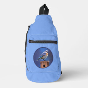 Bandolera Arte original de pájaro azul del este