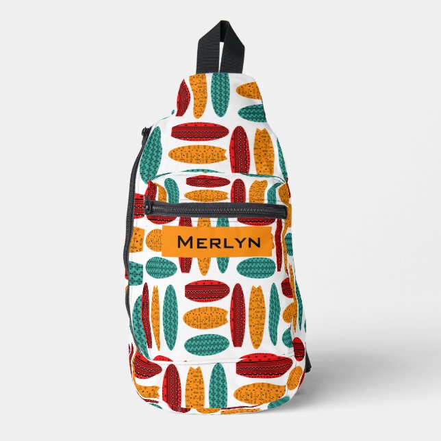 Bandolera Arte tribal personalizado Patrón de tablas de surf (Anverso)