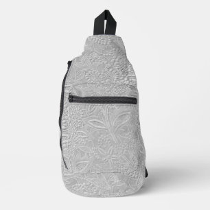 Bandolera Aspecto gris floral Grabado en relieve