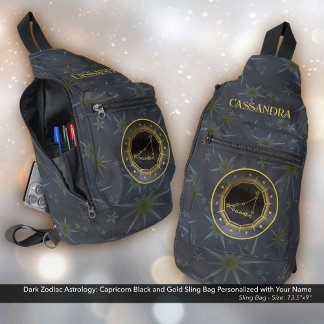 Bandolera Astrología zodiaca oscura: Nombre dorado negro de