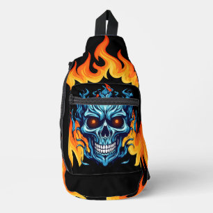 Bandolera Atractivo monstruo de miedo vibrante fuego rojo az