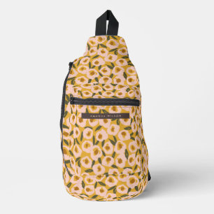 Bandolera Atractivo patrón floral de tinta   Botánico dibuja