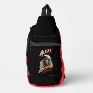 Bandolera Aventura de Bigfoot de Alaska Arte de Retro Natura