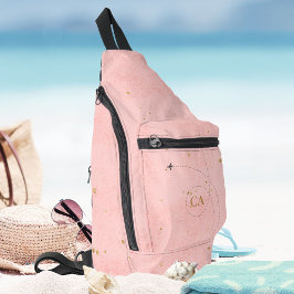 Bandolera Avión Minimalista de Monograma Dorado rosa pálido