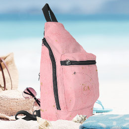 Bandolera Avión rosa Salmon Monograma Dorado minimalista