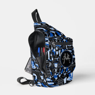 Bandolera Azul de pesca monogramada