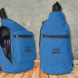 Bandolera Azul puro del océano combinado con texto negro