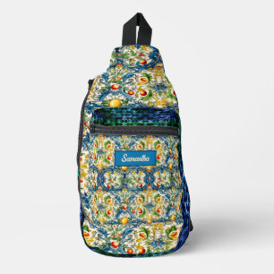 Bandolera Baldosas azules de cítricos mediterráneos de Sicil