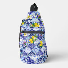 Bandolera Baldosas de cerámica de cítricos mediterráneos azu