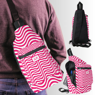 Bandolera Bandas onduladas rosadas blancas rosadas Psicodéli