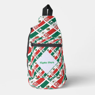 Bandolera Bandera de México Personalizada en Baldosas 