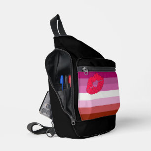 Bandolera bandera de orgullo lésbico de labios rojos Slipper