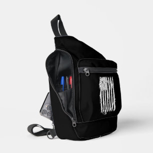 Bandolera Bandera estadounidense con problemas en blanco