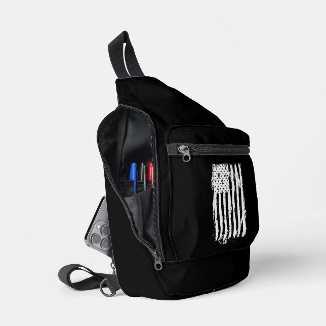 Bandolera Bandera estadounidense con problemas en blanco (Abierto)