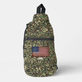 Bandolera Bandera personalizada Camuflaje Verde Nombre Perso