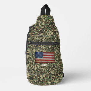 Bandolera Bandera personalizada Camuflaje Verde Nombre Perso