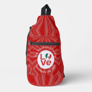 Bandolera Bandera Roja Mexicana de AMOR personalizada