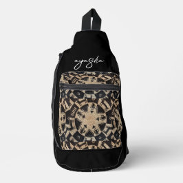 Bandolera Beige Black Southwestern Native Basket Weave Name