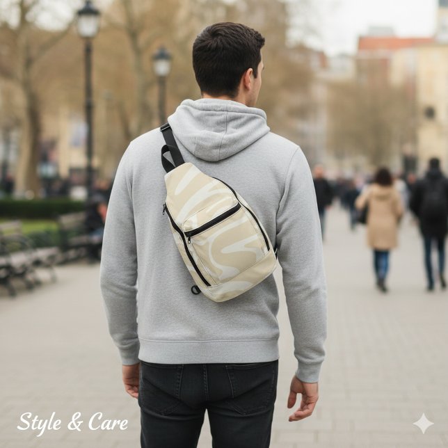 Bandolera Beige Cream Simple Organic Pattern Sling Bag (Beige Cream Simple Organic Pattern Sling Bag)