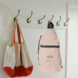 Bandolera Beige nombre de iniciales en monograma moderno