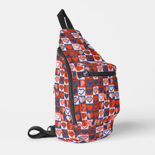 Bandolera Bitmap Corazón azul y rojo