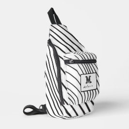 Bandolera Black and white striped Abstract minimal Monogram