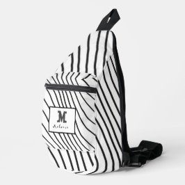 Bandolera Black and white striped Abstract minimal Monogram 