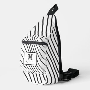 Bandolera Black and white striped Abstract minimal Monogram