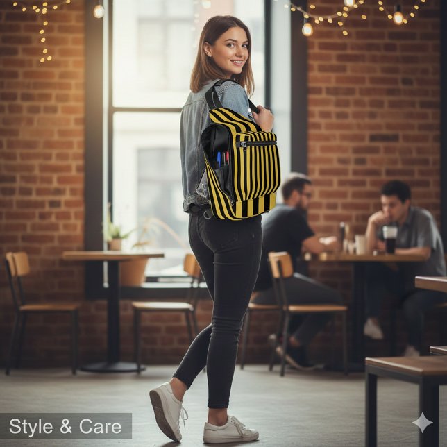 Bandolera Black Metallic Gold Stripe Pattern Stylish (Black Metallic Gold Stripe Pattern Stylish Sling Bag)