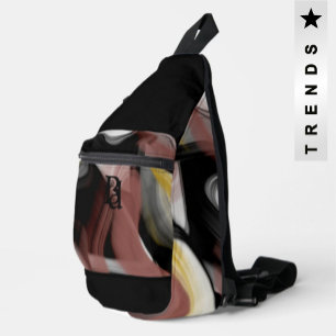 Bandolera Black Sling Bag Trend Resumen Art Black Powdery