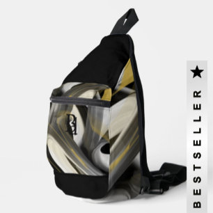 Bandolera Black Sling Bag Trend Resumen Oro Blanco de Arte