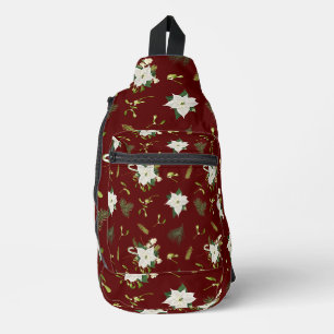 Bandolera Blanco Atractivo Patrón Floral Verde Sobre Fondo G