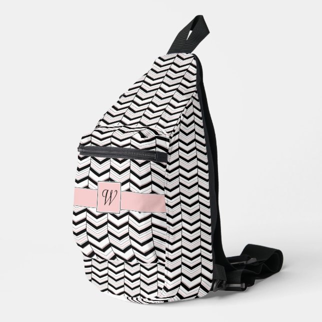 Bandolera Blanco Negro y Chevron Rosa Claro (Esquina derecha)