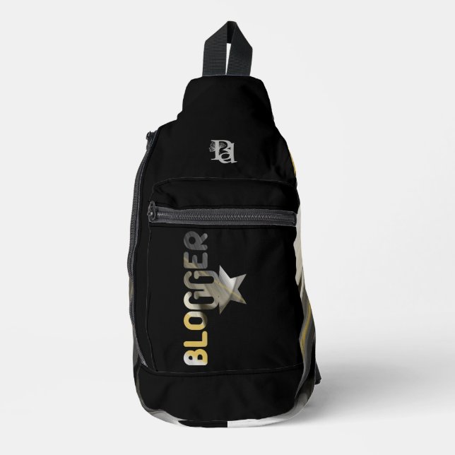 Bandolera BLOGGER Black Sling Bag Trend Resumen Oro (Anverso)