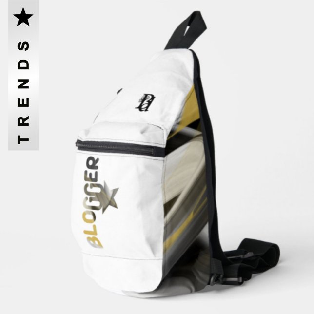 Bandolera BLOGGER White Sling Bag Trend Resumen Oro Negro (Subido por el creador)