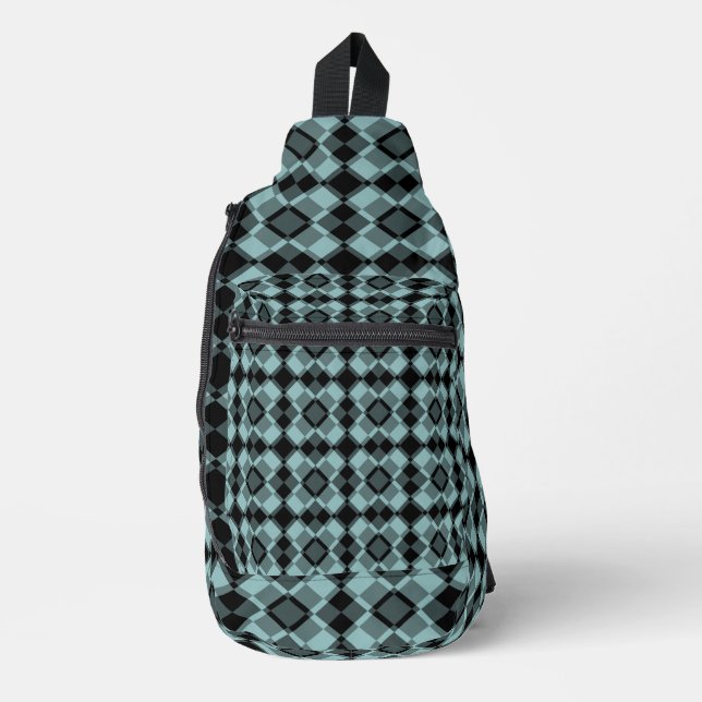 Bandolera Blue Black Checker Argyle Pattern (Anverso)