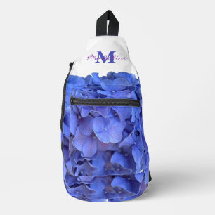 Bandolera Blue periwinkle elegante hidrangeas florales monog