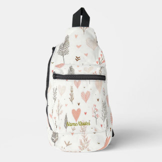 Bandolera Blush Hearts & Botanical Seamless Pattern