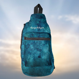 Bandolera Boho Mandala Mezclado Azul Verde Monograma