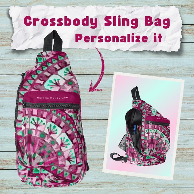 Bandolera Boho Mosaic Tile Pink Berry - (Subido por el creador)